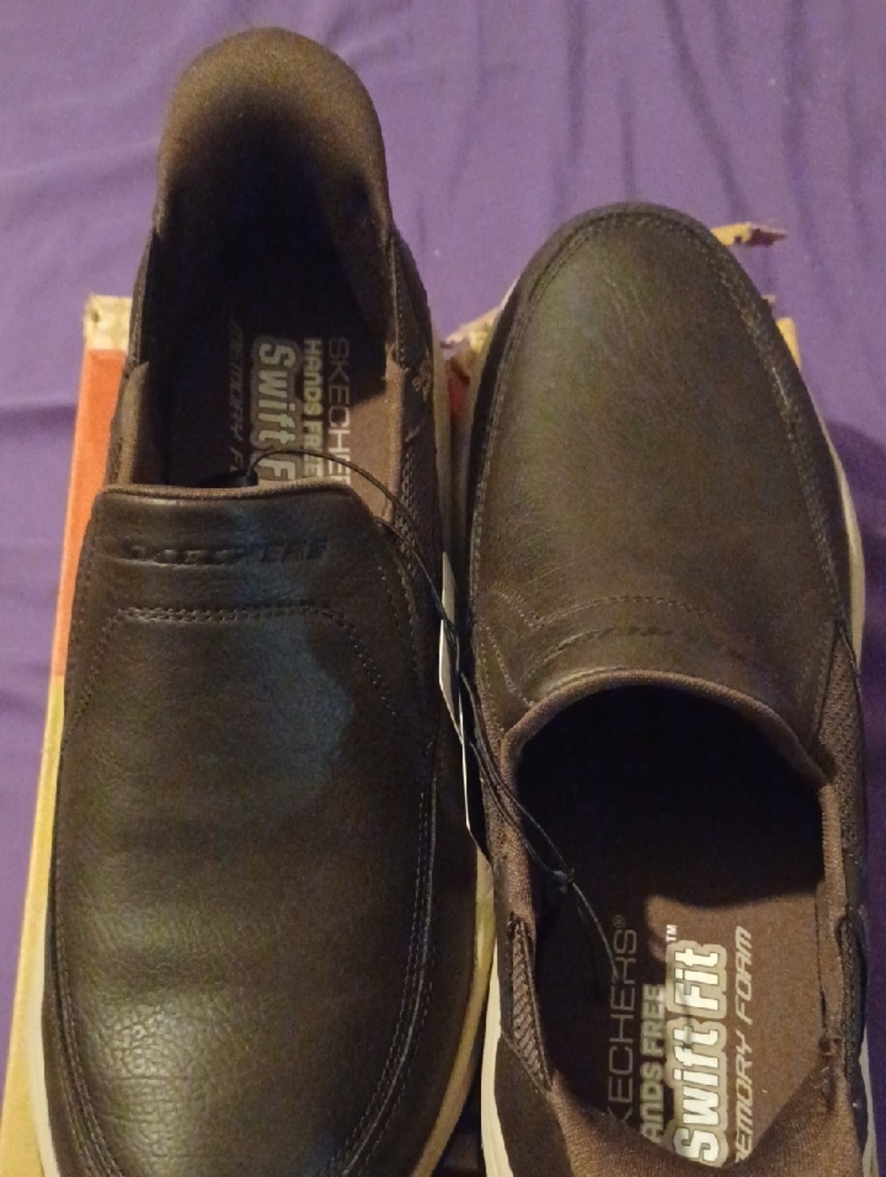 Skechers Men’s Dark Brown Slip-On Loafers - Swift Fit